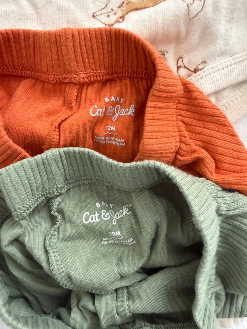 2-Piece Baby Outfit Set - Green Leaf Tee & Orange Ribbed Shorts